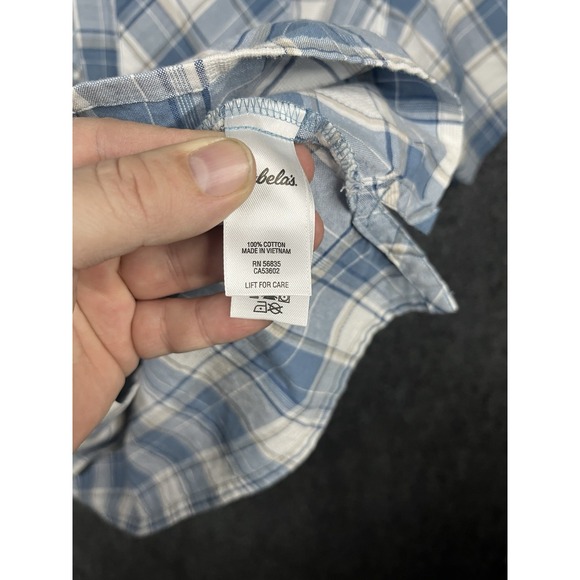 Cabelas All Over Vented Men's Blue Short Sleeve Plaid XL Hiking Fishing Shirt - Picture 5 of 9